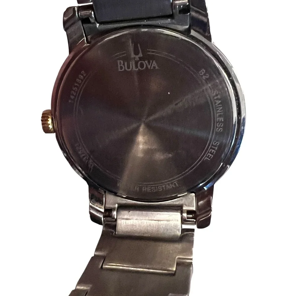 Bulova Two-Tone Silver Gold Dress‎ Watch Stainless Steel Water Resistant C937521